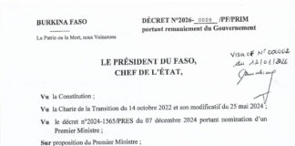 Burkina Faso : le Gouvernement Rimtalba Ouédraogo II passe de 24 à 22 départements