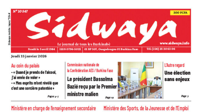 Une Sidwaya du 15-01-2026