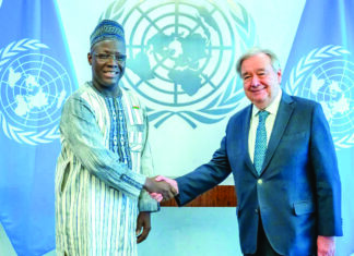 Nations unies: le nouvel ambassadeur du Burkina présente ses lettres de créance à Antonio Guterres