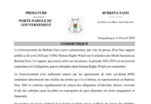 Burkina: le gouvernement dénonce des d’allégations graves infondées de l’ONG Human Rights Watch