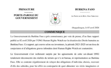 Burkina: le gouvernement dénonce des allégations graves infondées de l’ONG Human Rights Watch