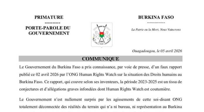 Burkina: le gouvernement dénonce des allégations graves infondées de l’ONG Human Rights Watch