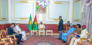 Présidence du Faso : Le Médiateur de la CEDEAO auprès de l’AES plaide pour une coopération exemplaire entre les deux espaces Le Président du Faso, Son Excellence le Capitaine Ibrahm TRAORÉ et son hôte, le Médiateur de la CEDEAO auprès de l’AES, M. Lansana KOUYATÉ, ont échangé sur des questions de sécurité et de coopération entre les deux espaces communautaires.