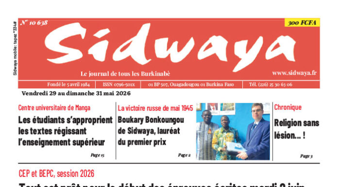 Une Sidwaya du 29 au 31-05-2026