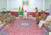 Audience du Présidence du Faso : Les ministres chargés de la Défense de l’AES reçus par le Capitaine Ibrahim TRAORÉ Les ministres chargés de la Défense des pays membres de l’AES sont venus recueillir les orientations du Président de la Confédération AES, le Camarade Capitaine Ibrahim TRAORÉ, sur la Force unifiée de l’AES et l’actualité dans l’espace AES marquée par les dernières attaques terroristes.