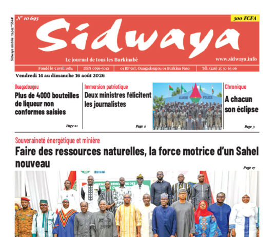 Une Sidwaya du 14 au 16-08-2026