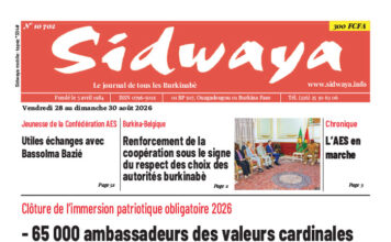Une Sidwaya du 28 au 30-08-2026