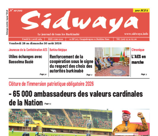 Une Sidwaya du 28 au 30-08-2026