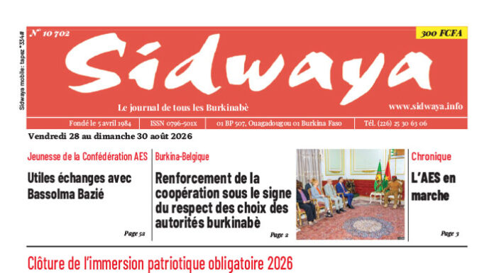 Une Sidwaya du 28 au 30-08-2026