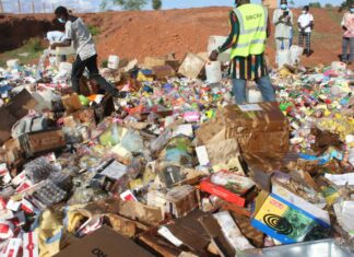 Lutte contre la fraude :plus de cinquante tonnes avec une valeur marchande estime a plus de cent millions de francs de produits impropres à la consommation réduites en cendres à Ouahigouya