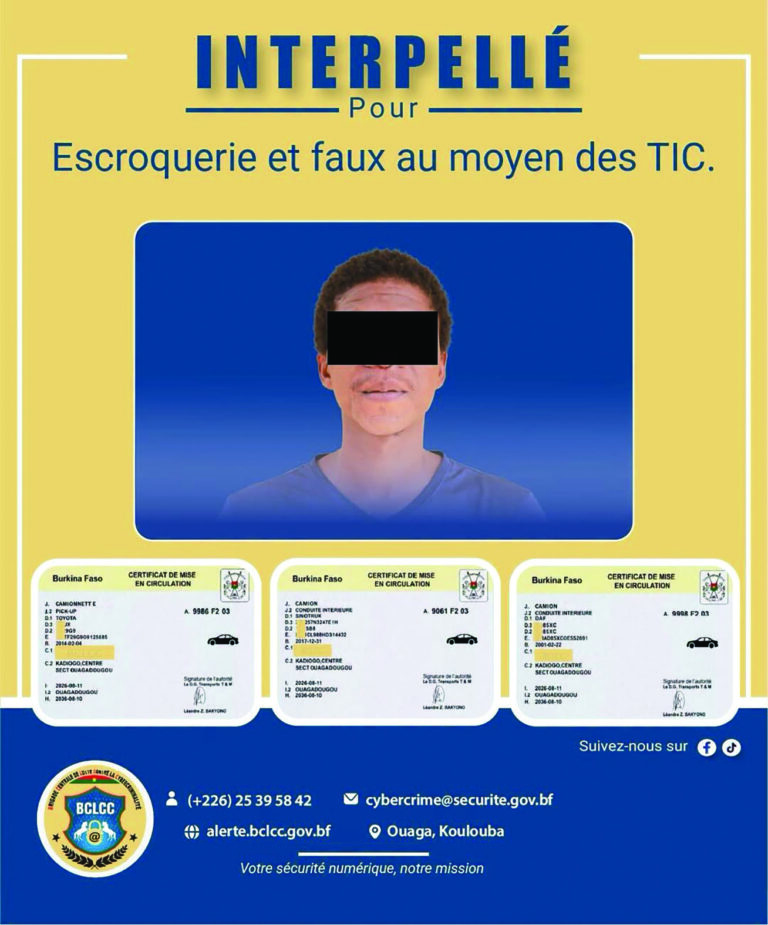 Lutte contre la cybercriminalité : un présumé auteur  de production de fausses cartes grises à l’aide  de l’IA interpellé
