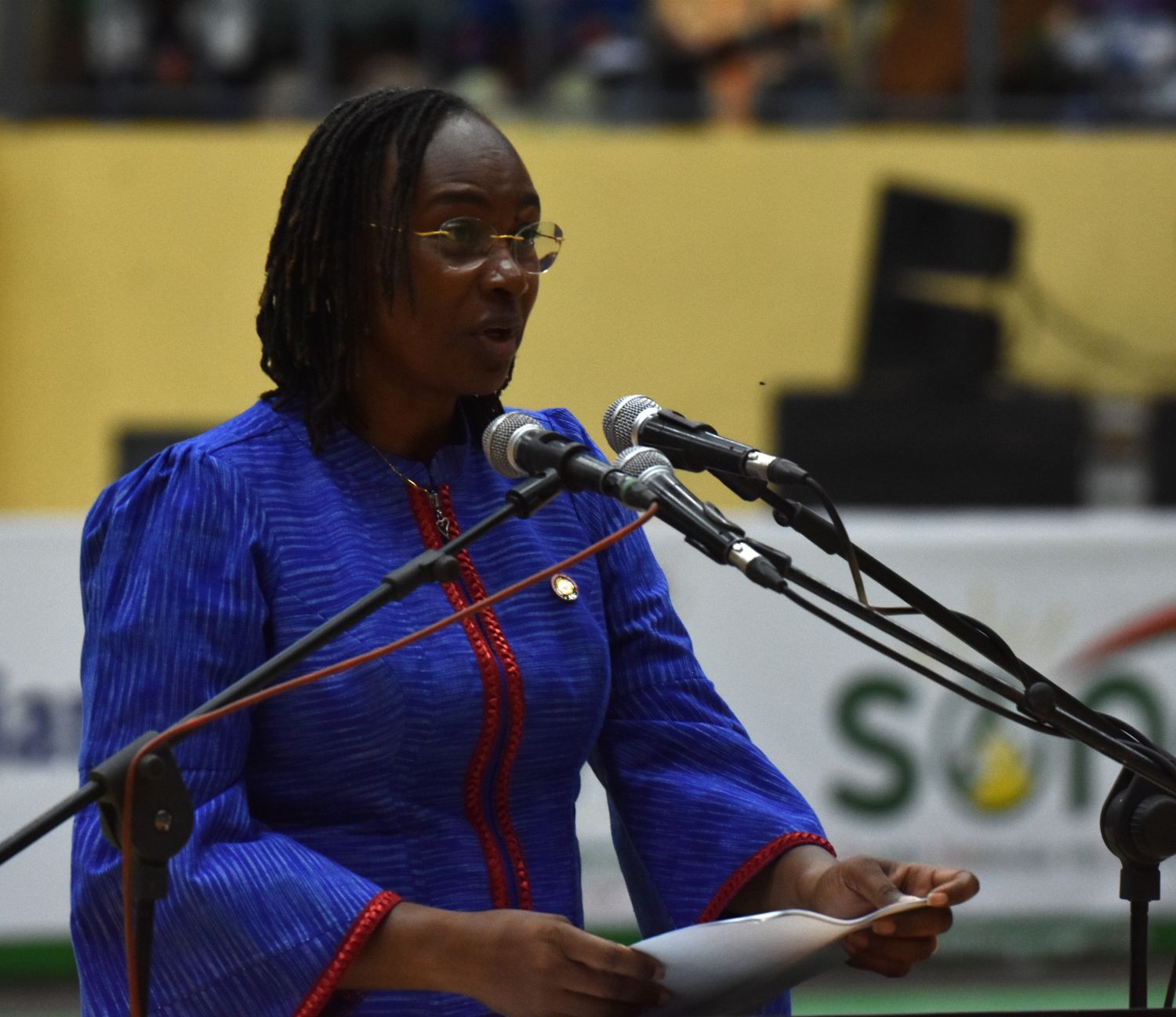 La ministre des Sports, de la Jeunesse et de l’Emploi, Annick Lydie Djouma Pikbougoum/Zingué Ouattara, a donné lecture du discours du Président du Faso.