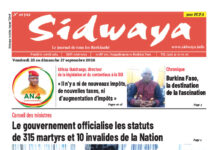 Une Sidwaya du 25 au 27-09-2026