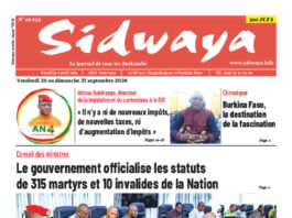 Une Sidwaya du 25 au 27-09-2026