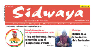 Une Sidwaya du 25 au 27-09-2026