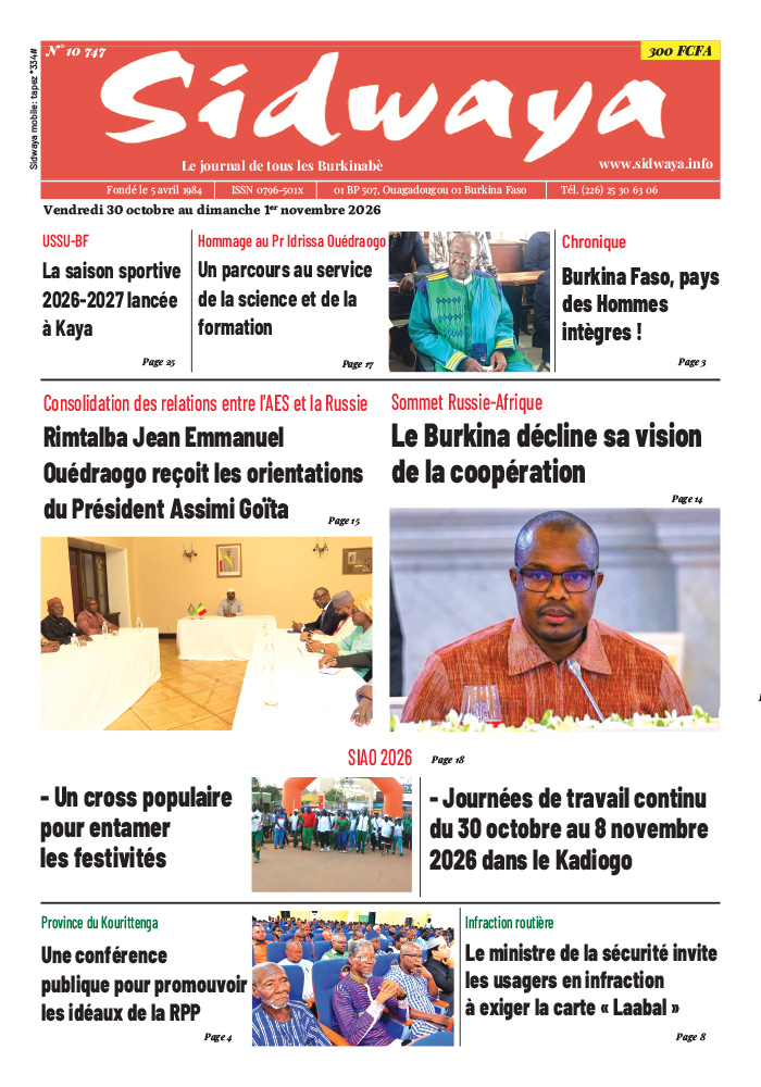 Une Sidwaya du 30-10 au 01-11-2026
